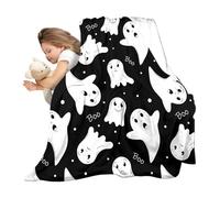 Halloween Ghost Blanket 100 x 150 cm Funny Soft Flannel Breathable | Halloween Flannel Blanket Ideal for Sofa, Chair, Bed, Car, Living Room, Bedroom, Country House and Party