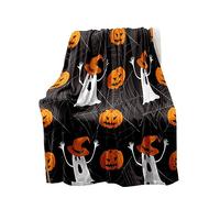 Halloween Ghost Blankets Spooky Pumpkin Spider Web Blanket Soft Warm Flannel Sherpa Fleece Throws Halloween Yard Decorations Gifts for Women