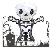 Halloween Ghost Blasable Balloons | Aluminium Paper Balloons with Standing Skeleton | Party Decorations and Event for Home, Garden, School and Celebration