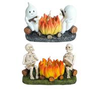 Halloween Ghost Bonfire Night Light, 3D Electric Antique Flame Decoration, Halloween Interior Decoration(Ghost Bonfire+Skull lamp)