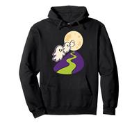Halloween Ghost Boo Three Ghosts Full Moon Cute Graphic Pullover Hoodie