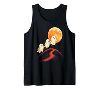 Halloween Ghost Boo Three Ghosts Full Moon Cute Graphic Tank Top