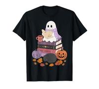Halloween Ghost Book Lover Autumn Reading Teacher Men Women Value Graphic T-Shirt