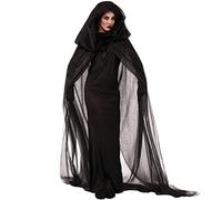 Halloween Ghost Bride Witch Costume Scary Cosplay Fancy Dress Corpse Bridal Black Costume Horror Long Hooded Cape Cloak Dress Clothes Graveyard Bride Halloween Outfits Props for Role Play Carnival