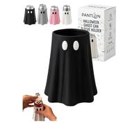 Halloween Ghost Can Cooler Sleeve, Beer & Drink Cup Cover, Re-usable Ghost Soda Koozie, Desktop Decoration, Holiday Party Gift(Black,16oz)