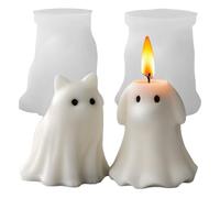 Halloween Ghost Candle Mould,2Pcs 3D Cat Dog Ghost Molds for Candle Making,Halloween Animal Ghosts Silicone Moulds for DIY Craft Handmade Soaps Thanksgiving Day Halloween's Decoration (Ghost)