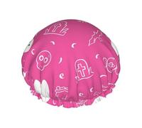 Halloween Ghost, Candy and Cobweb Double Layered Women'S Long Hair Waterproof Cartoon Pattern Shower Cap