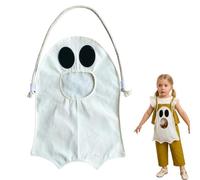 Halloween Ghost Candy Bag, Cute Boo Ghost Shoulder Bags Spooky Party Trick or Treat Candy Storage Bag for Kids Girls Boys (1, White)