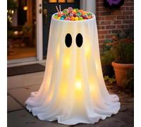 Halloween Ghost Candy Bowl with LED Lights, Adjustable Height Large Candy Holder for Trick or Treat, Light Up Ghost Halloween Decoration for Porch, Indoor Outdoor Candy Bowl Stand，*B