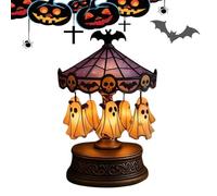 Halloween Ghost Carousel Light - Spooky Floating Ghosts Night Lamp, Cute Halloweens Ghost Carousel Night Light Decor | Antique Halloween Table Decor for Home Bedroom Dorm Kitchen Study Party Supplies