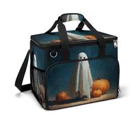 Halloween Ghost Carved Pumpkins Spooky Camping Cooler Bag Insulated Beach Coolers Portable Leak Proof Bags with Shoulder Strap