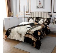 Halloween Ghost Cat Coverlet Set King Size,Vintage European Floral Bedspread Fashion Room Decor for Kids Girls Boys,Funny Ghost Bedspread with 2 Pillowcase,Black White