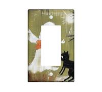 Halloween Ghost Cat Light Switch Cover Plates, Olive Green Fall Decoration, Vintage Wall Accents, Thermoplastic Wall Plates, Standard Size Single Rocker