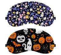 Halloween Ghost Cat Pumpkin Bat 2-Pack Light-Blocking Soft Breathable Sleep Mask Eye Masks Sleeping Mask