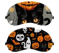 Halloween Ghost Cat Pumpkin Bat 2-Pack Light-Blocking Soft Breathable Sleeping Mask Eye Patch