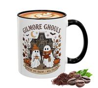 Halloween Ghost Ceramic Mug 350ml, Novelty Coffee Cup for Tea Drinkers | 350ml Ceramic Ghost Mug, Spooky Haunted House Design, Novelty Cup for Home Office Cafe Restaurant Hotel School Farmhouse
