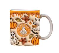 Halloween Ghost Ceramic Mug- A 3D ghost-themed coffee mug for Halloween-themed drinks.