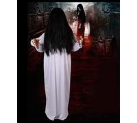 Halloween Ghost Costume for Adults Zombie Corpse Costume Witch Wizard Costume Demon Vampire Ghost Cloak Cape Ghoul Spirits Costume Cosplay Outfits with Long Black Wigs Fake Fingers Nails Claws Rings