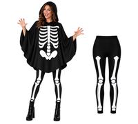 Halloween Ghost Costume for Women White Ghost Poncho with Leggings | Spooky Fancy Dress Outfit Ghost Costume with White Hooded Cape for Halloween, Carnival, Cosplay, Birthday Candy Party