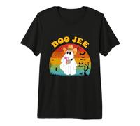 Halloween Ghost Costume Groovy Boo JEE Ghost with Cowboy Hat Premium T-Shirt