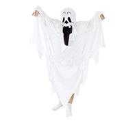 Halloween Ghost Costume Robe with Mask White Ghost Cloak Cosplay Cape with Scary Full Head Cover Zombie Cosplay Fancy Dress Props Spooky Ghastly Devil Clothing