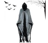 Halloween Ghost Costume, Spooktacular Hooded Cloaks, Horror Grim-Reaper Cloaks, Witch Ghost Costume, Scary Haunted Hooded Cape, Ghost Cloaks Outfit for Men and Women, Adult Size (Brown)