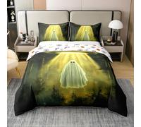 Halloween Ghost Cotton Duvet Cover King Size,Universe Alien Ship Soft Bedding Set,Funny Gothic Skull Comforter Cover Bedding 3 Pieces,Vintage Jungle Abstract Tie Dyed Duvet Set,2 Pillowcases