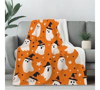 Halloween Ghost Couch Blanket 40x50 Inch, Ghost Witch Hat Throw Blanket for Bed Cozy Blankets, Cute Cartoon Fleece Blankets Warm Soft Lightweight for Fall Summer Spring Winter