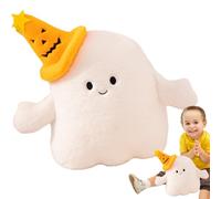 Halloween Ghost Cushion - Playful Plush Figure, Halloween Cushion with Pumpkin Hat or Devil Horns for Living Room, Bedroom, Children's Room and Mantle