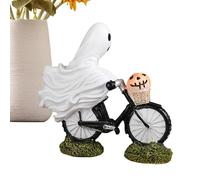 Halloween Ghost Decor,Ghost Riding a Bike Halloween Figurine - Resin Spooky Sculpture Holiday Home Decoration for Bedroom Bookshelf Dining Tables Entryway Cabinets