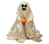 Halloween Ghost Decor, Light Up Sequin Ornament with LED, Spooky Display