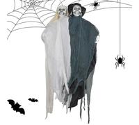 Halloween Ghost Decor - Vintage Horror Bride Groom Ghost Prop | Creepy Spooky Expressions with Sound, Skeleton Accessories for Yard, Garden, House, Indoor Wall, Outdoor Window, Campfire Display
