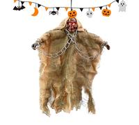Halloween Ghost Decoration - Scary Hanging Skeleton | Haunted House for Outdoor Use | With Luminous Skull, Floating Gauze, Ideal on the Tree as well as in the Garden, Horror Atmosphere