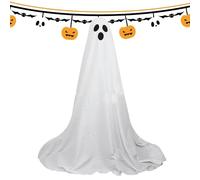 Halloween Ghost Decorations, ABS + Cloth 2m | Haļloween Ghost Light Up with LED String, Retractable Large White Cloth, Spooky Halloween Light Up Ghosț Decor | Yard Porch Party