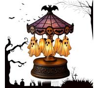 Halloween Ghost Decorations,Ghost Carousel Lights,Night Light USB Rechargeable,Halloween Spooky Night Lamp,Vintage Carousel Decor for Bedroom Study Apartment Living Room Party (Rotatable)