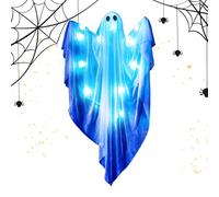 Halloween Ghost, Dimmable Light for House Home Yard Door Porch, Hangable Figurines Scary Glowing Decoration with Sounds, Spooky Ambiance for Holiday Party Display, 47.24x23.62x6.3 inches