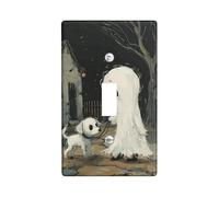 Halloween Ghost Dog Light Switch Cover Plates/Outlet Covers, Black Spooky Landscape for Wall Decor, Thermoplastic Wall Plates, Standard Size Single Toggle