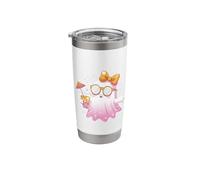 Halloween Ghost Drinking Coffee Cozy Autumn Morning Spooky Stainless Steel Insulated Tumbler