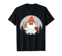 Halloween Ghost Drinking Coffee Ghost Ice Coffee Men Women T-Shirt