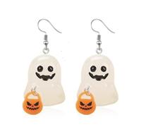 Halloween Ghost Drop Dangle Earrings 3D Spooky for Women Glow-In-The-Dark Pumpkin Pendant for Women Holiday Luminous Jewelry, Resin Zinc, No Gemstone