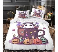 Halloween Ghost Duvet Cover 3D Design Printed Extra Soft 3-Piece Bedding Set Zipper cute Cartoon Quilt Cover Hotel Quality Durable for Adults Women Kids Youth Teens Girls Boys Super king（260x220cm）