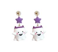 Halloween Ghost Earrings For Women Acrylic 3D Ghost Dangle Earrings Cute Cartoon Star Bow Ghost Witch Earrings Halloween Jewelry Gifts For Women, Acrylic, No Gemstone