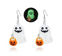 Halloween Ghost Earrings for Women Cute Cartoon Ghost Glow in the Dark Earrings Ghost Drop Dangle Earring Party Prom Cosplay Halloween Jewelry, Acrylic, No Gemstone