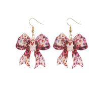 Halloween Ghost Earrings for Women Cute Ghost Bowknot Earrings Leopard Bow Ghosts Earring Spooky Bow Dangle Earring Halloween Party Accessories, L, Acrylic, No Gemstone