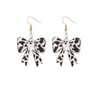 Halloween Ghost Earrings for Women Cute Ghost Bowknot Earrings Leopard Bow Ghosts Earring Spooky Bow Dangle Earring Halloween Party Accessories, L, Acrylic, No Gemstone