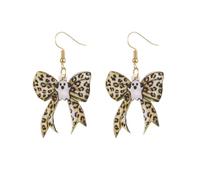 Halloween Ghost Earrings for Women Cute Ghost Bowknot Earrings Leopard Bow Ghosts Earring Spooky Bow Dangle Earring Halloween Party Accessories, L, Acrylic, No Gemstone