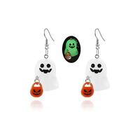 Halloween Ghost Earrings for Women Glow Ghost Dangle Earrings Spooky Ghost Drop Earrings Halloween Theme Charm Earrings Halloween Glow Party Accessories, Acrylic, crystal
