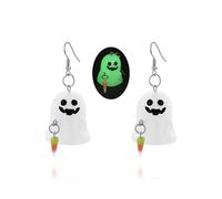 Halloween Ghost Earrings for Women Glow Ghost Dangle Earrings Spooky Ghost Drop Earrings Halloween Theme Charm Earrings Halloween Glow Party Accessories, Acrylic, crystal