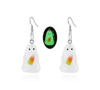 Halloween Ghost Earrings for Women Glow Ghost Dangle Earrings Spooky Ghost Drop Earrings Halloween Theme Charm Earrings Halloween Glow Party Accessories, Acrylic, crystal