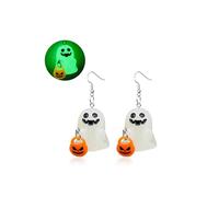 Halloween Ghost Earrings for Women Glow-In-The-Dark 3D Blood Pumpkin Corn Dangle Earrings Halloween Jewelry Gifts Accessories Costumes, Adjustable, Metal, No Gemstone